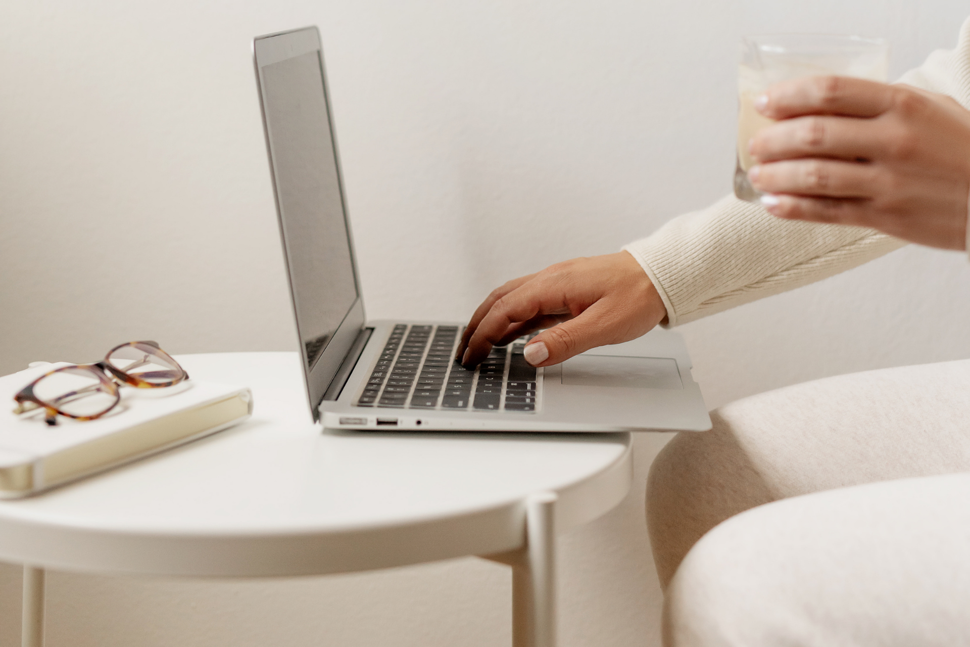 secret of digital growth. Image of woman working on laptop